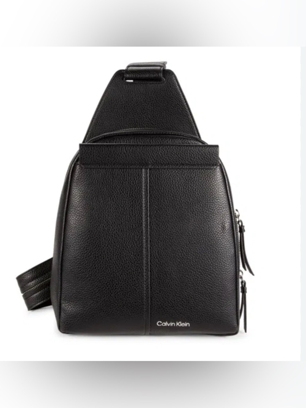 Calvin Klein Black Pebbled Leather Crossbody Sling Bag
